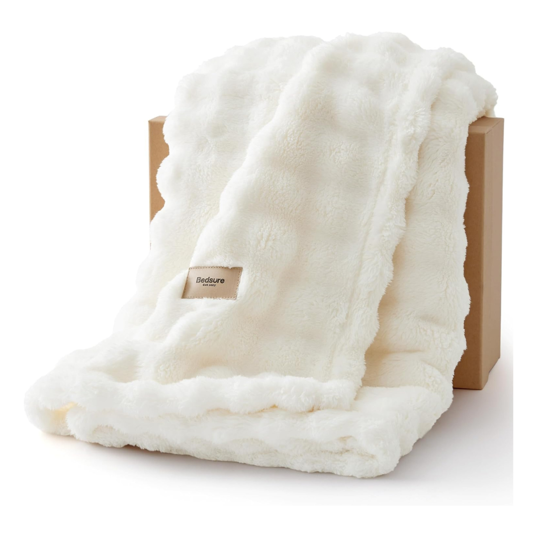 50" x 60" Bedsure 3D Fleece Bubble Throw Blanket