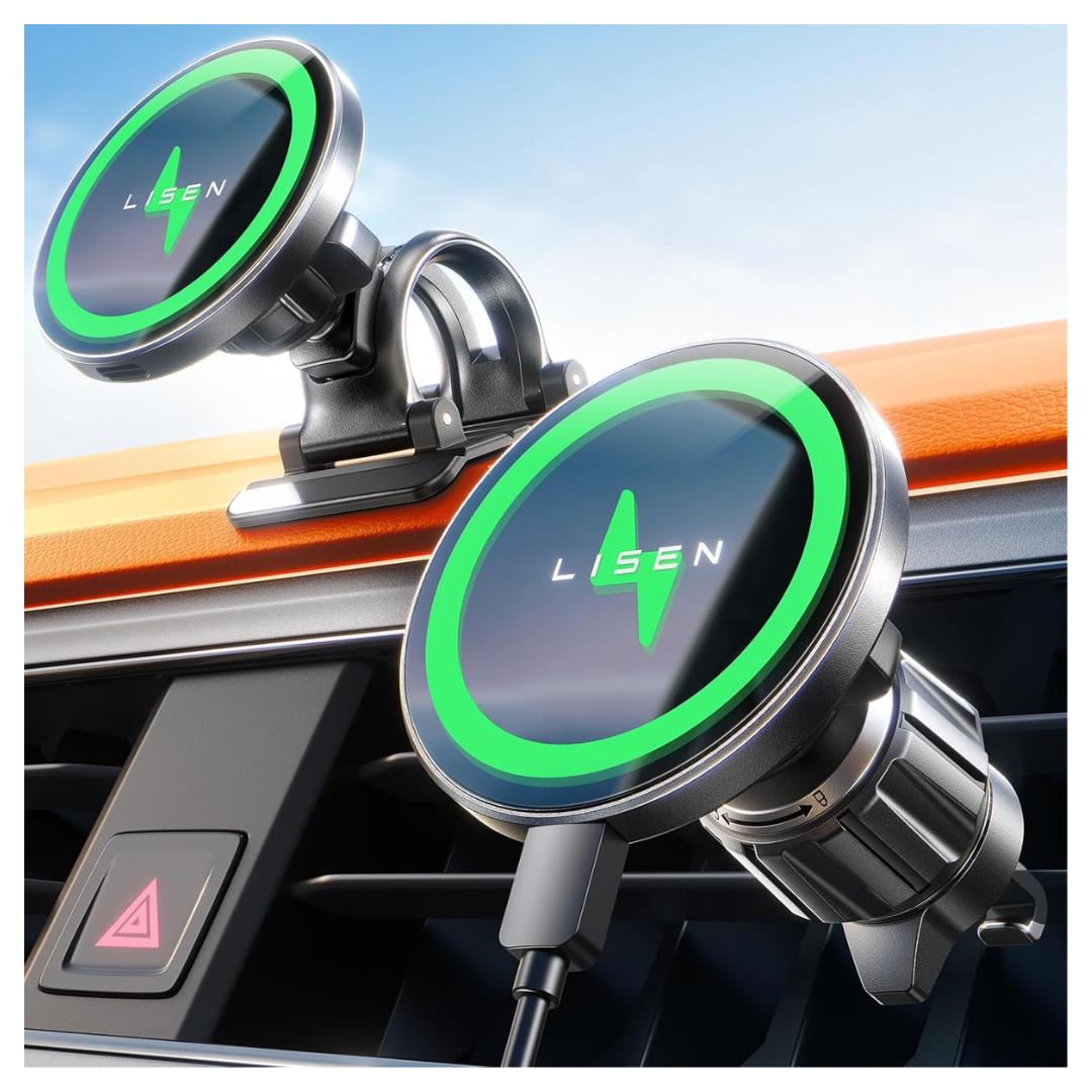 LISEN 15W MagSafe Charger Mount (Vent Or Dashboard Placement)
