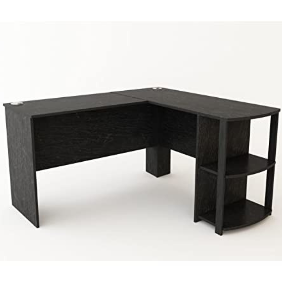 Ameriwood Dakota L-Desk with Bookshelves (Black Oak)