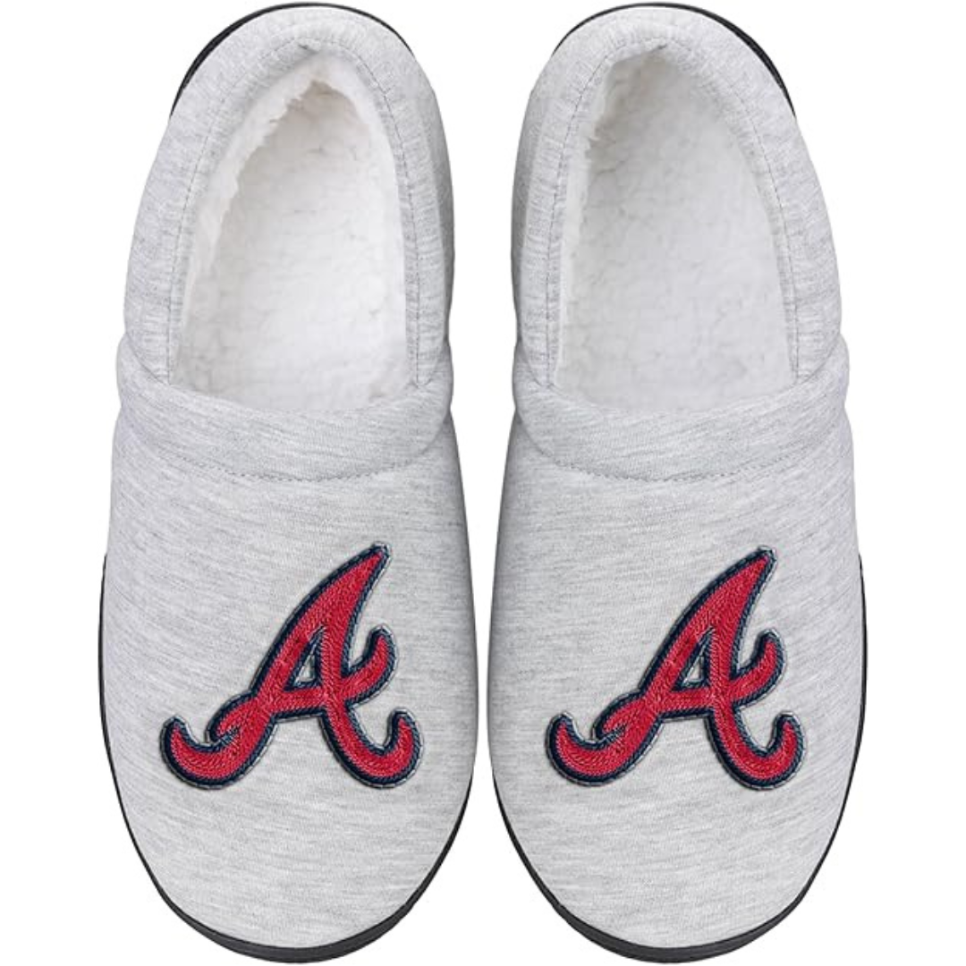 Foco Men's MLB Team Big Logo Grey Sweatshirt Sherpa Slippers