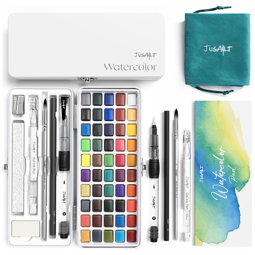 JusArt 50-Color JusArt Watercolor Paint Set