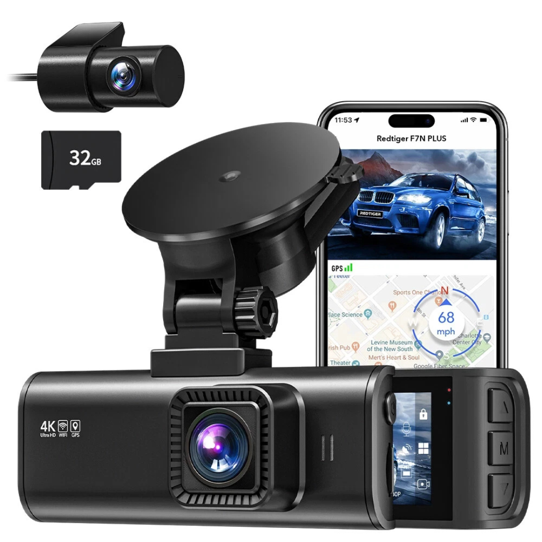 RedTiger 4K Front and Rear Dual Dash Camera [Certified Refurb]