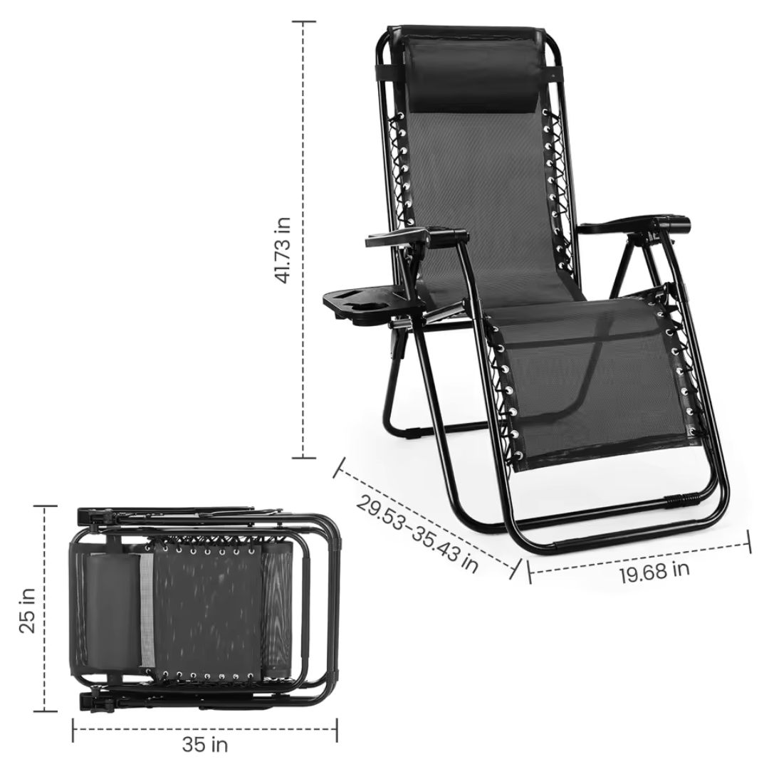JHK Zero Gravity Portable Camping Patio Recliner Chair