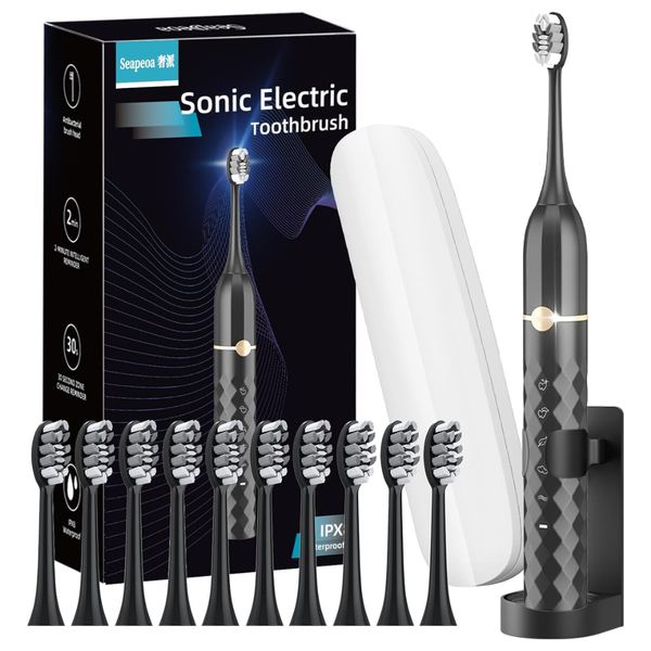 Sonic Electric 5-Modes Toothbrush Set W/ 10 Brush Heads (3 Colors)