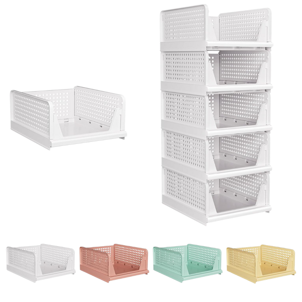 5-Pack Foldable & Stackable Closet Storage Basket