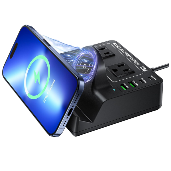 Topoint 7-in-1 Power Strip With Wireless Charger