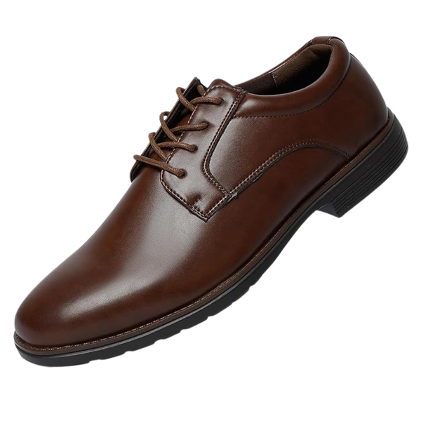 QIY Men's Brown Oxford Lace Up Formal Dress Shoes