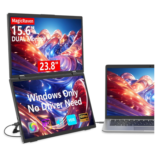 15.6" 1080P Stacked Folding Plug And Play Dual Monitor