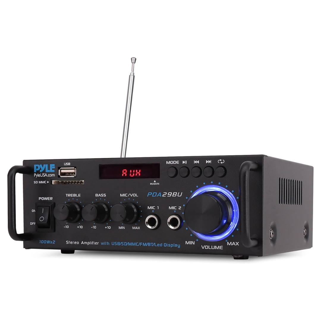 Pyle 200W Dual Channel Bluetooth Stereo Power Amplifier