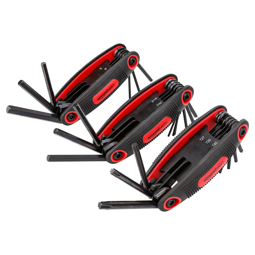 3-Pack Amazon Basics Folding Hex Key Set