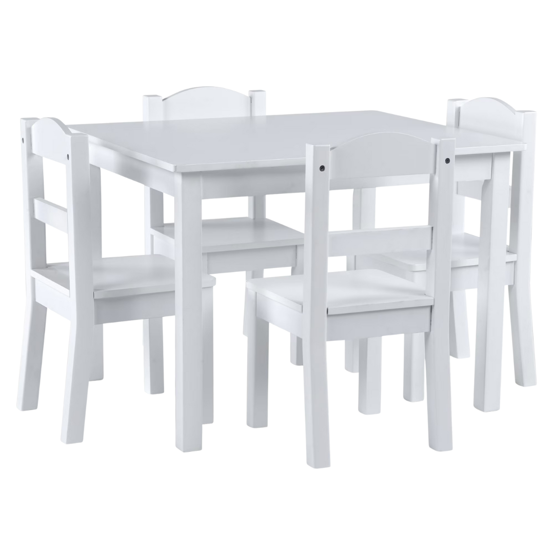 Humble Crew 5-Piece Cambridge White Kids Natural Table And Chair Set