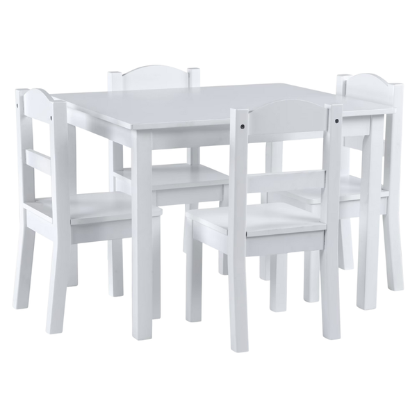Humble Crew 5-Piece Cambridge White Kids Natural Table And Chair Set