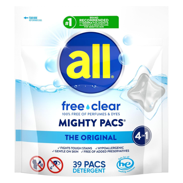 39-Count all Free Clear Original Mighty Pacs Laundry Detergent