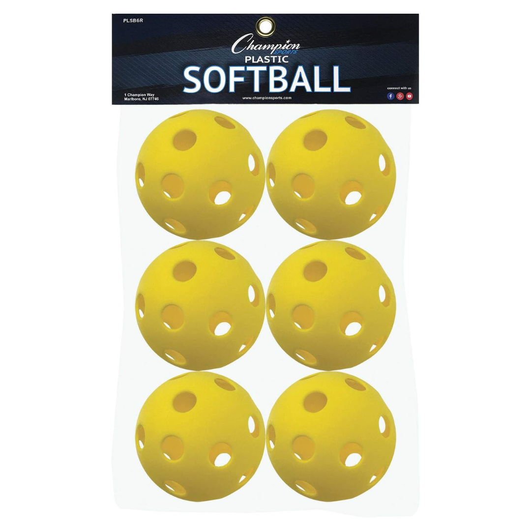 Set Of 6 Champion Sports 12" Hollow Plastic Softball Set