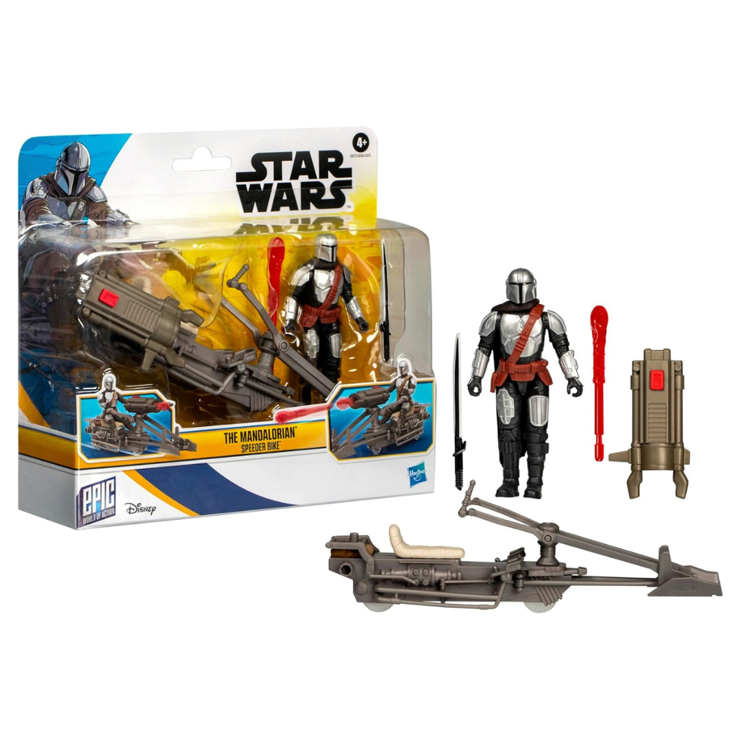 Star Wars Epic 4" World Of Action The Mandalorian & Speeder Bike Toy
