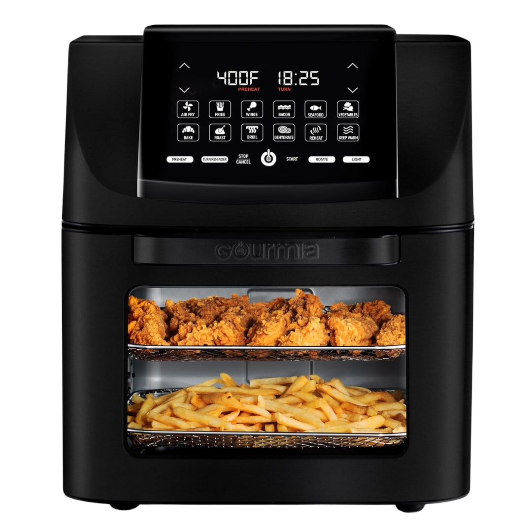 14QT Gourmia All-in-One Air Fryer Oven With 12 Presets (Black)
