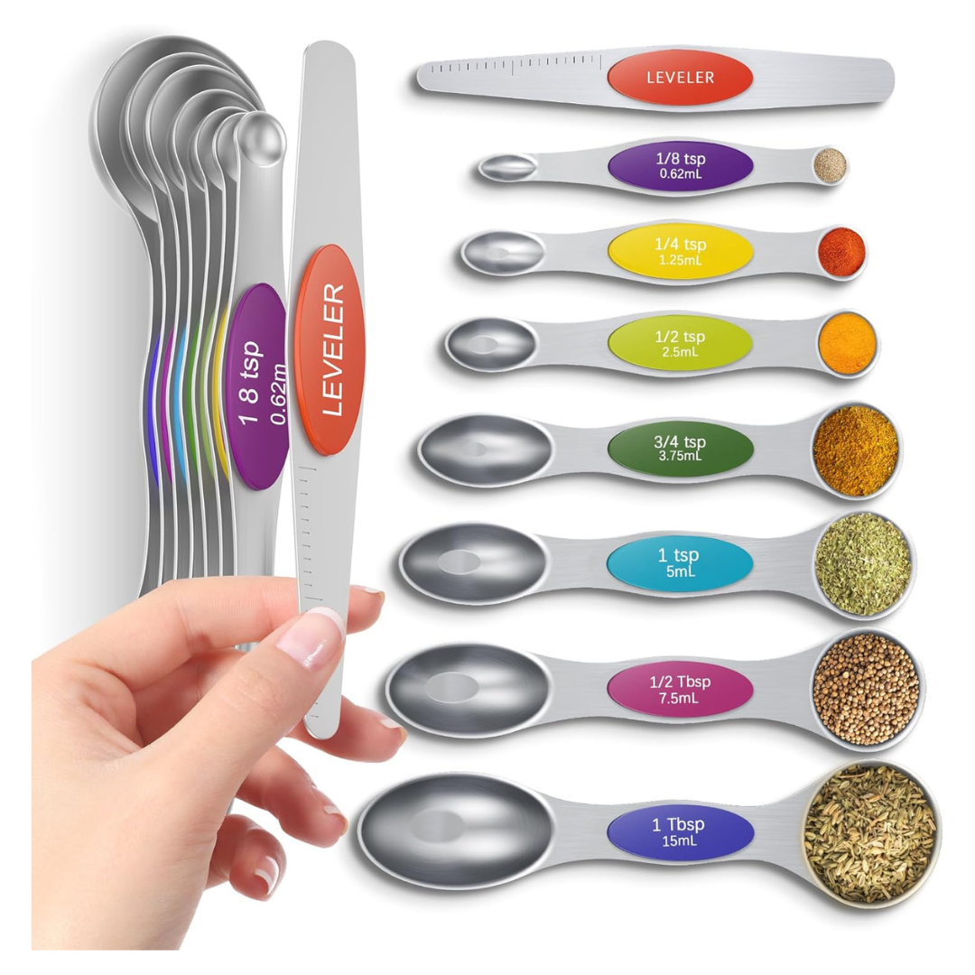 8-Piece Premium Dual-Sided Magnetic Measuring Spoons Set (Stainless Steel)