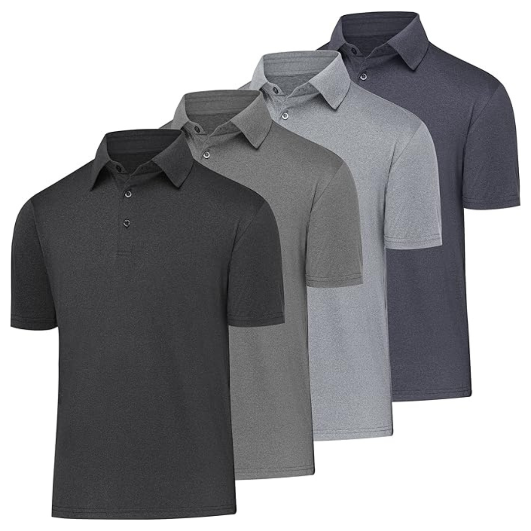 4-Pack Balennz Men's Quick-Dry Athletic Polo Shirt