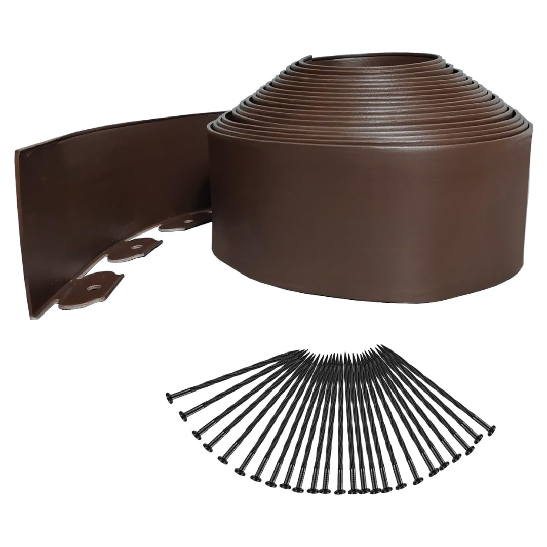 40FT Garden Landscape Edging Kit With 50 Pcs Plastic Spikes