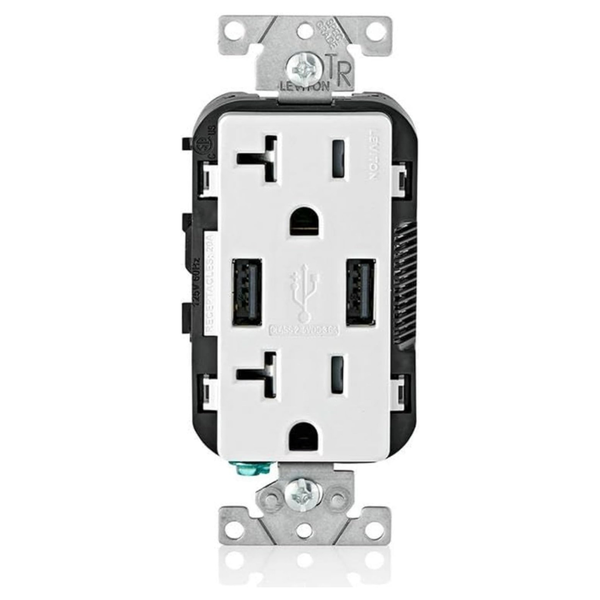 Leviton USB In-Wall Charger Wth 20A Tamper-Resistant Outlet (T5832-W)
