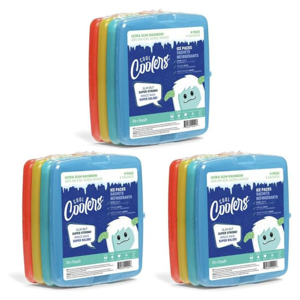 12-Pack (3-Pk x 4-Ct. ) Cool Coolers By Fit & Fresh Slim Ice Packs