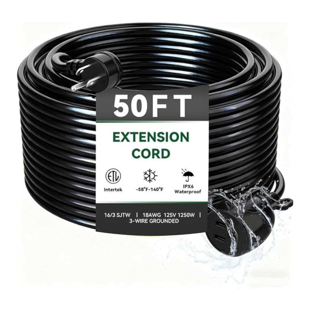 50 ft IPX6 Waterproof Power Extension Cord