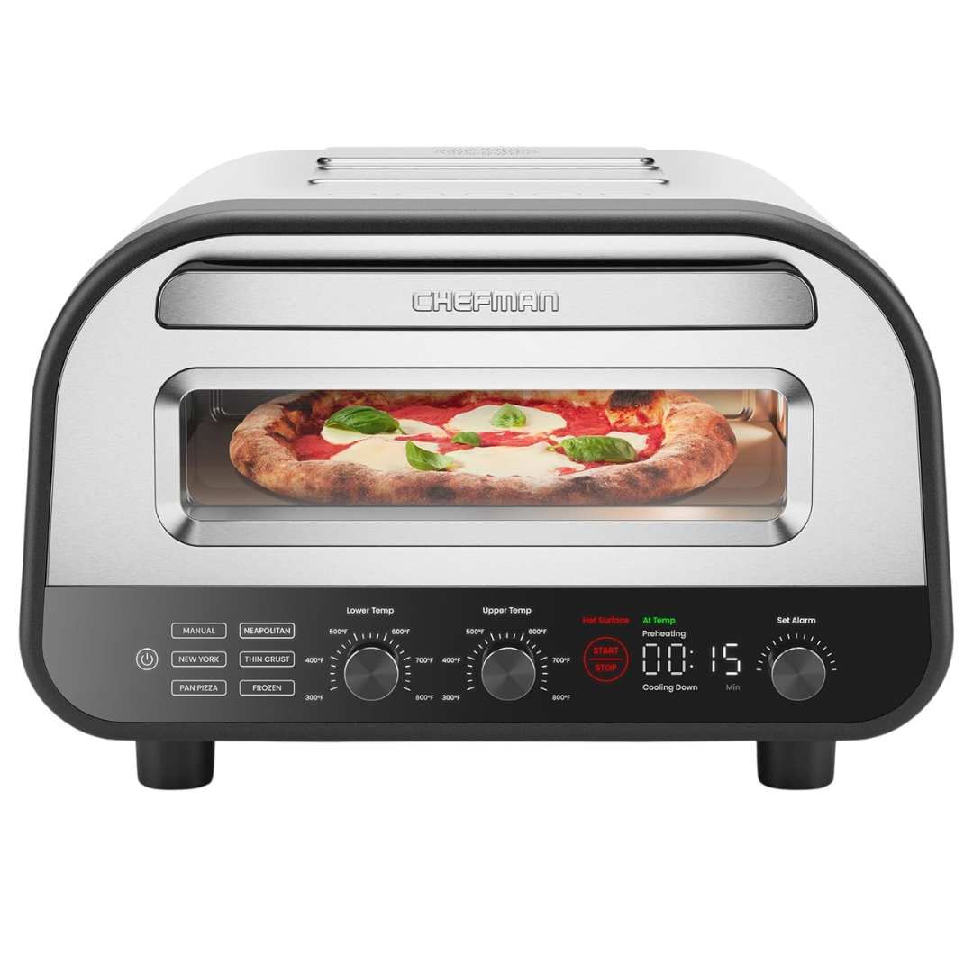 Chefman 12" Indoor Electric Pizza Maker Oven With Stone And Peel