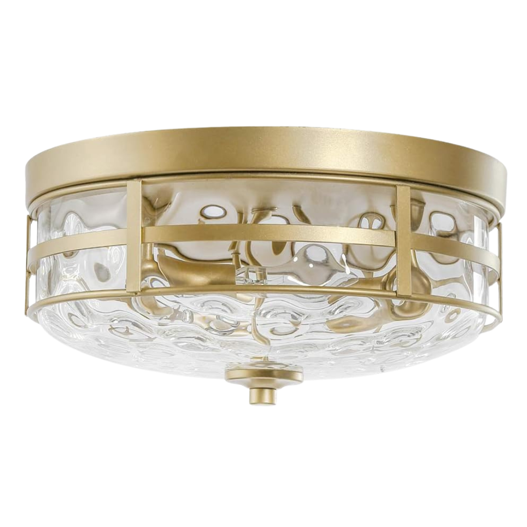 Modern Flush Mount Ceiling Light Fixture W/ Water Ripple Glass
