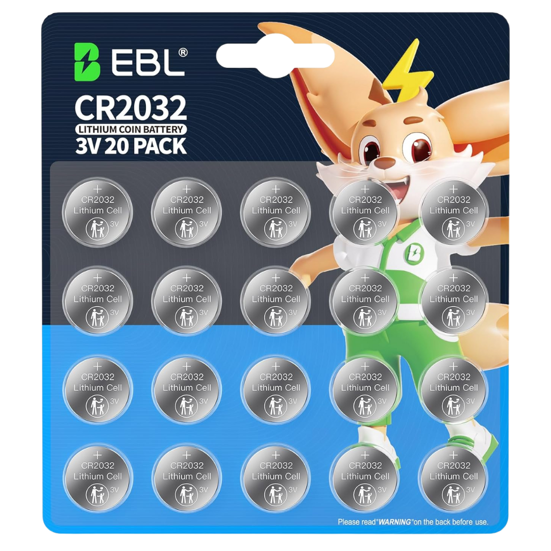 20-Pack EBL CR2032 Batteries 3V Coin Battery