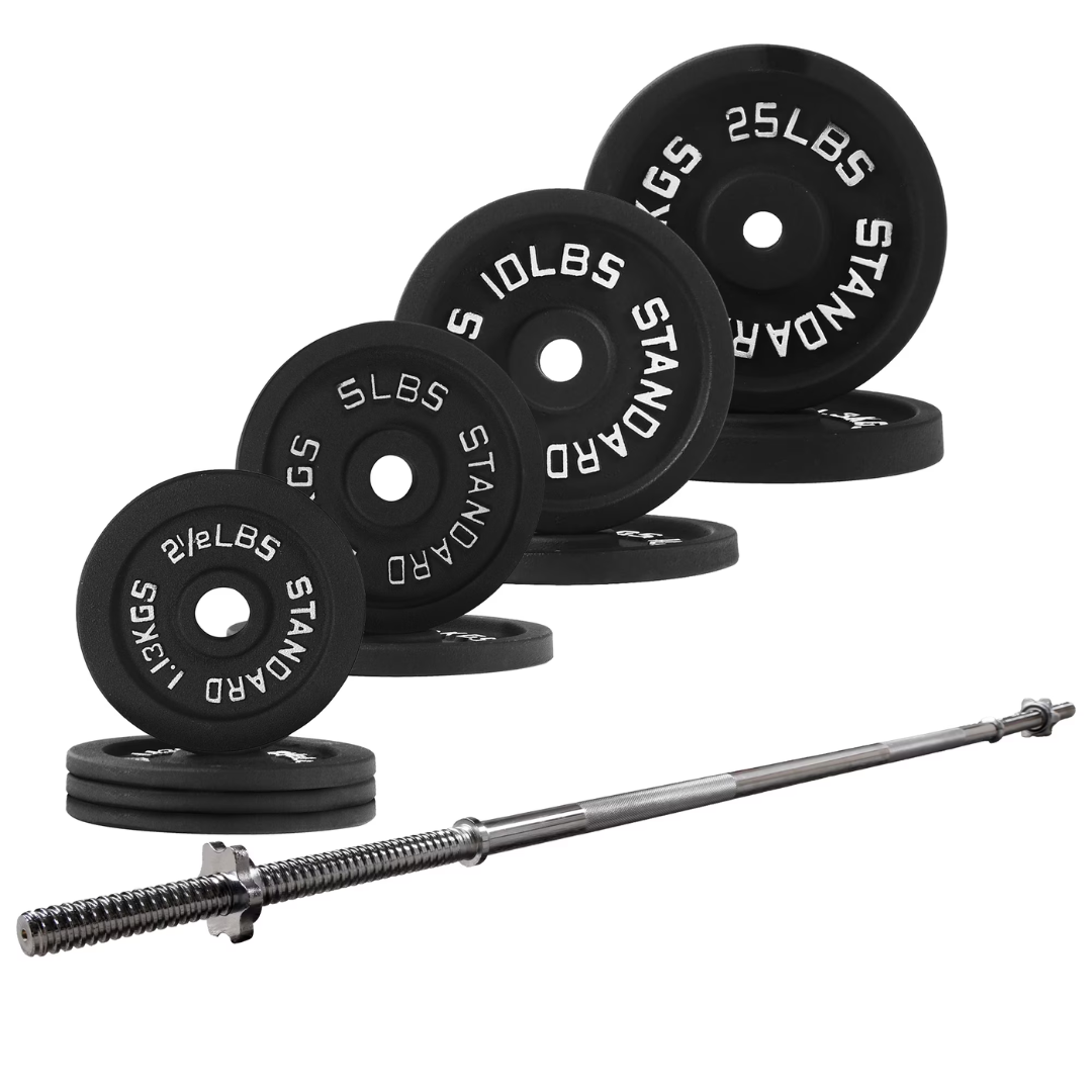 90-Pound BalanceFrom Cast Iron Standard Weight W/ 5ft Barbell
