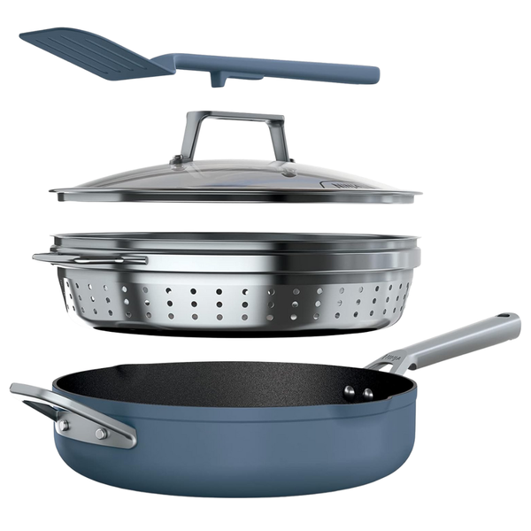 4-Quart Ninja Cookware Steamer Strainer Basket Glass Lid & Spatula