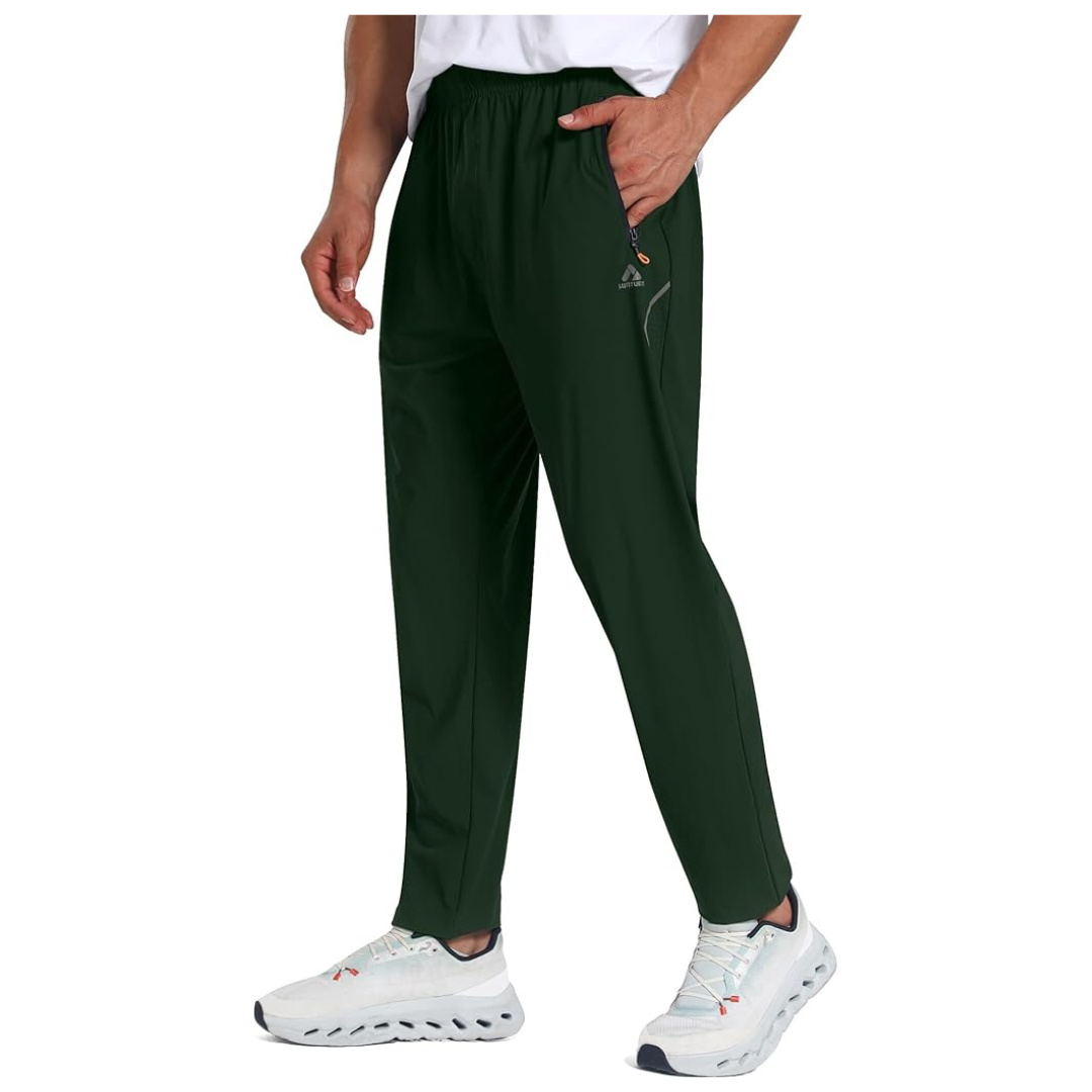 Lunturn Men's Stretch Athletic Fishing Pants With Zipper Pockets