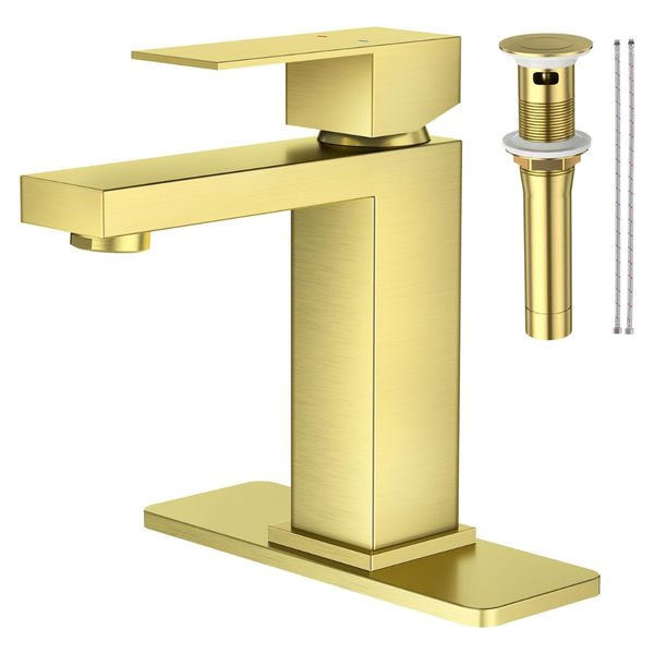 Faustina Brushed Gold Bathroom One Hole Single Handle Faucet