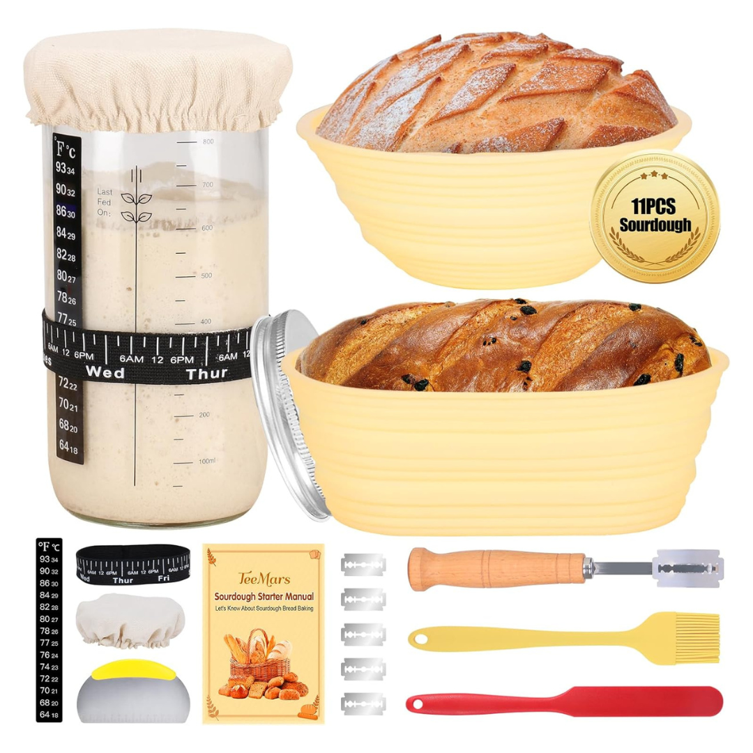 34oz Sourdough Starter Kit With 2 Proofing Baskets