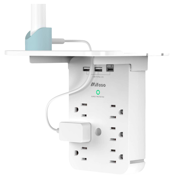 Mifaso 6 AC Outlets Multi Plug Outlet Surge Protector With Shelf