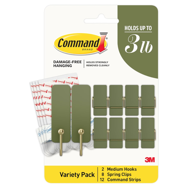 Command Mixed Hooks Pack, 10 Sage Hooks, 12 Strips
