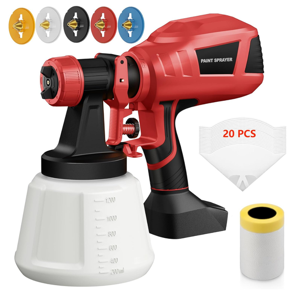 Houselife Cordless Paint Sprayer Gun With 3 Spray Patterns & 5 Nozzles