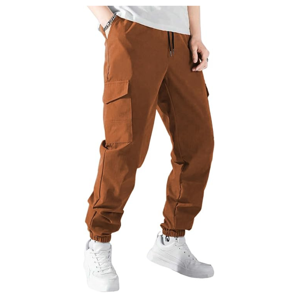 Men's Elastic Waist Jogger Cargo Sweatpants With Pockets