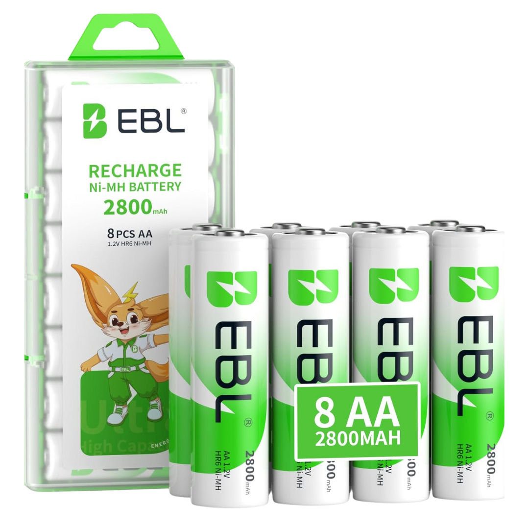 8-Count EBL 2800mAh High Capacity Ni-MH AA Rechargeable Batteries