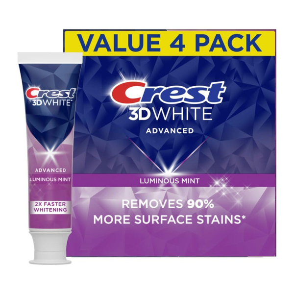4-Pack 3.7oz Crest 3D White Luminous Whitening Toothpaste