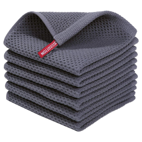 6-Pack 12" x 12" Ultra Soft 100% Cotton Waffle Weave Dish Cloths