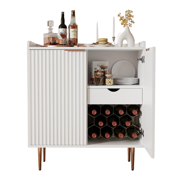 Eoyutlly Coffee Bar Cabinet With Wine Rack & Glass Holder
