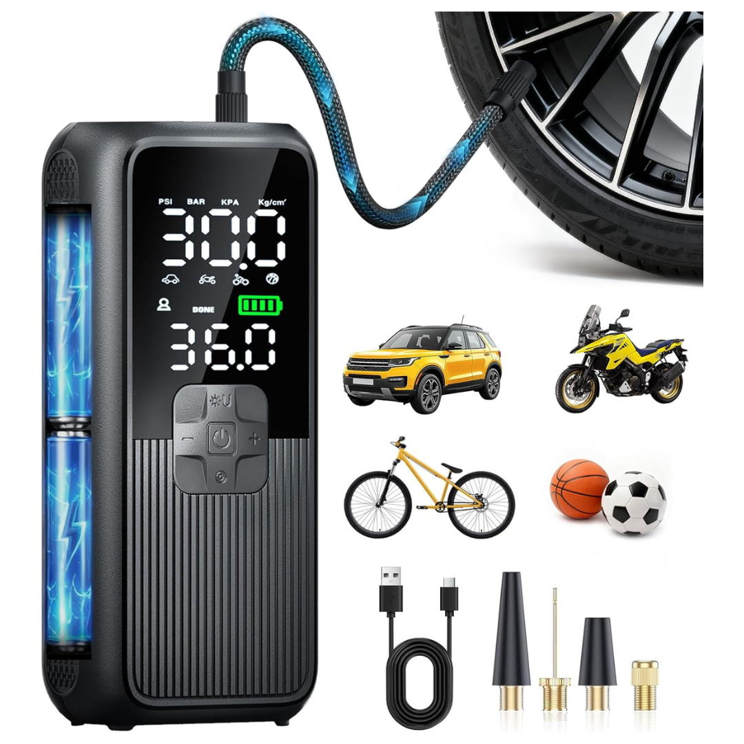 150 PSI 11V Tire Inflator Portable Air Compressor Pump W/ LED Light