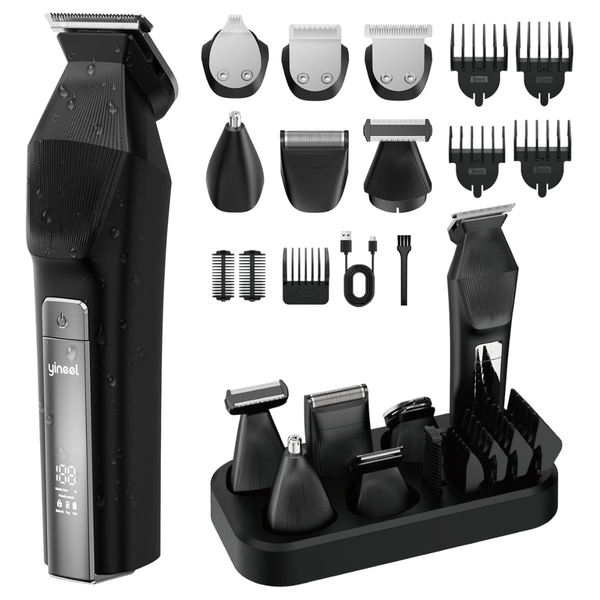Yineel All-In-One Waterproof Cordless Beard Trimmer W/ 6 Trimmer Heads