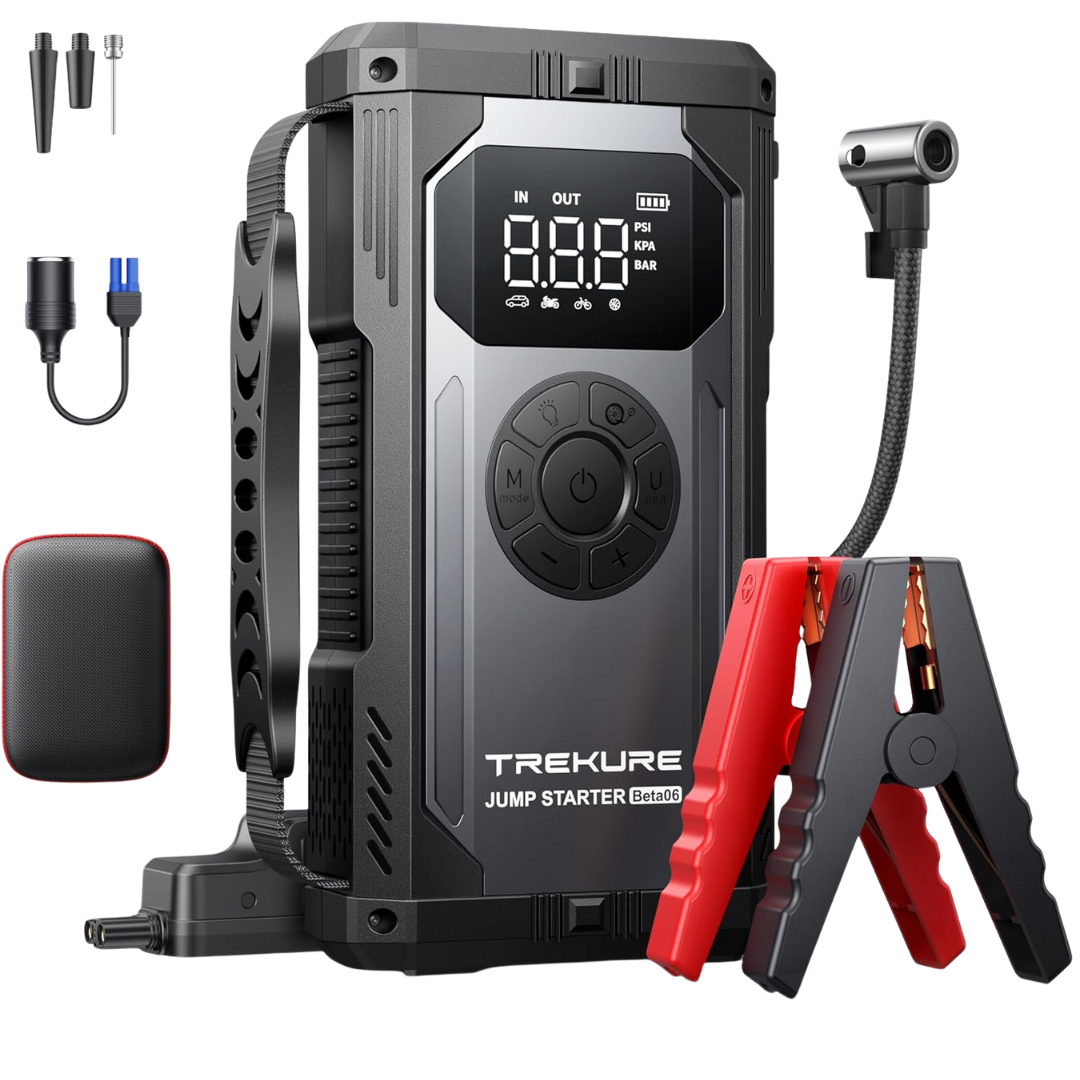 Trekure 8-In-1 6000A 150PSI Portable Jump Starter