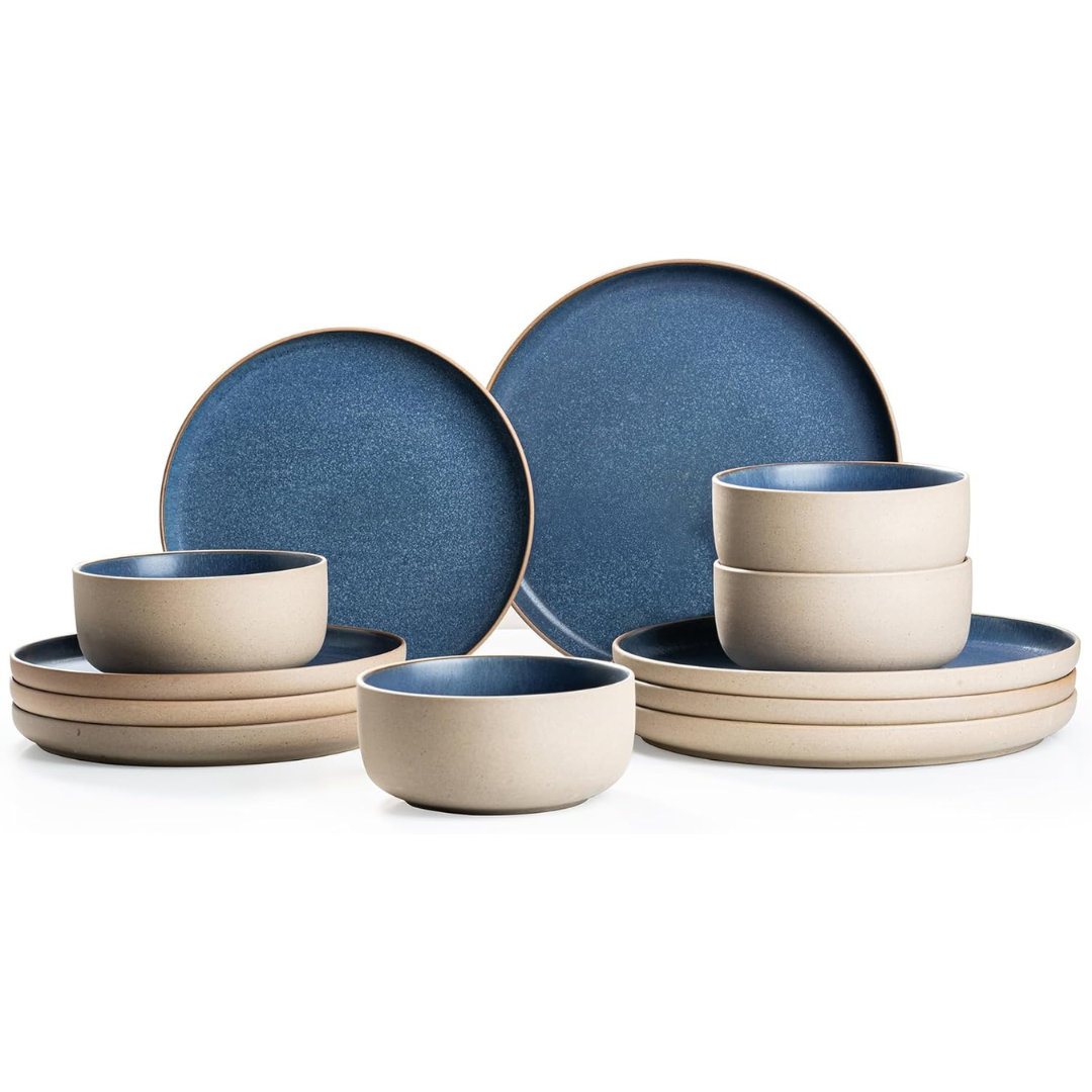 12-Piece Handmade Reactive Glaze Dinnerware Set for 4 (3 colors)