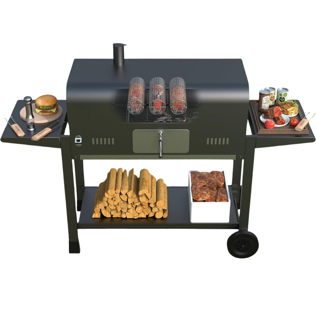 Gauyeby Stainless Steel BBQ Net Tube Rolling Grill Basket