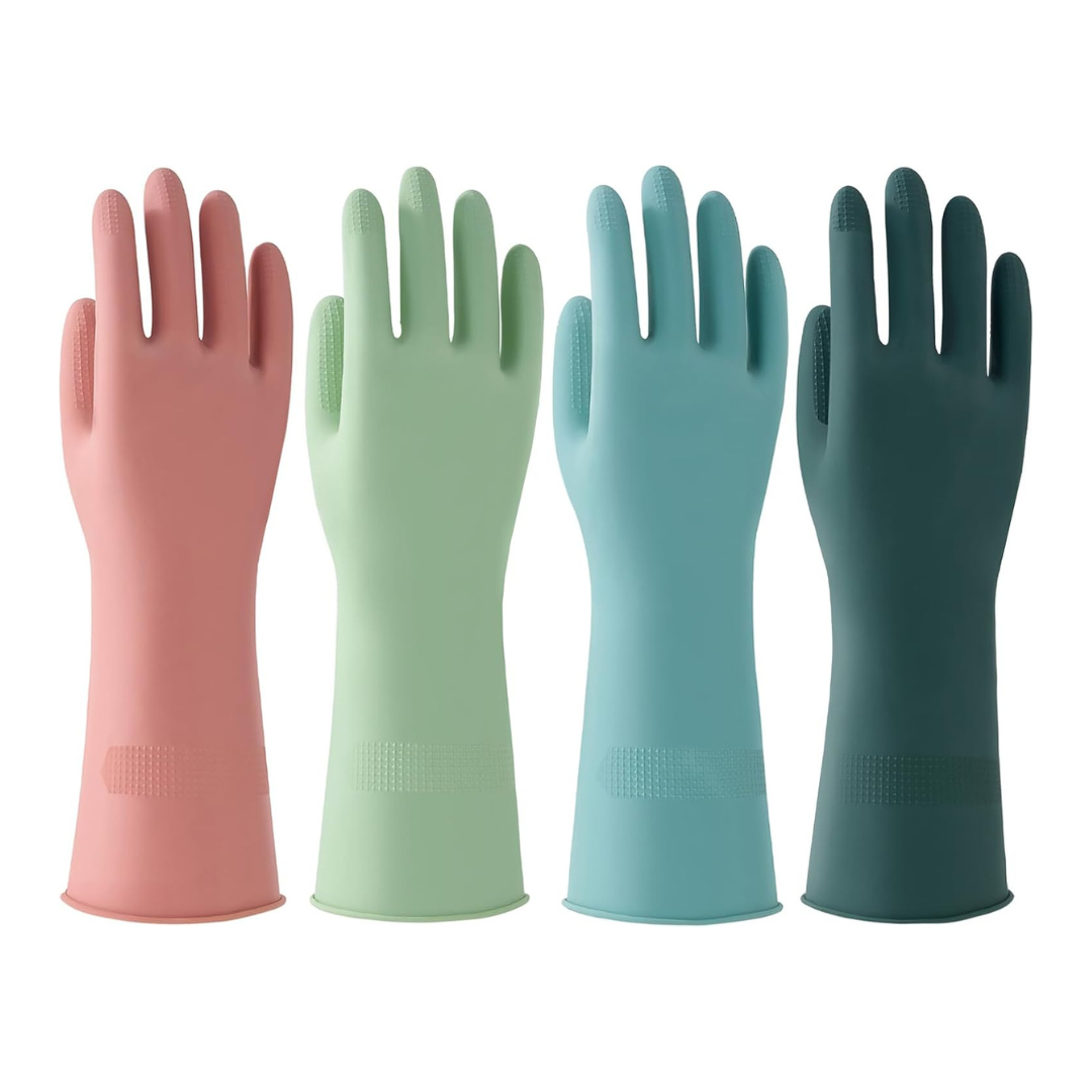 4 Pairs Rubber Dishwashing Gloves