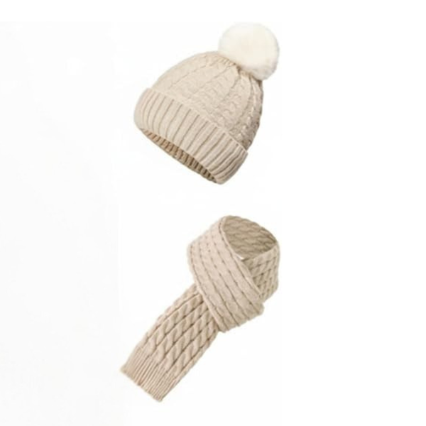 3 Pcs Winter Women's Oversized Sweater Beanie Hat Scarf