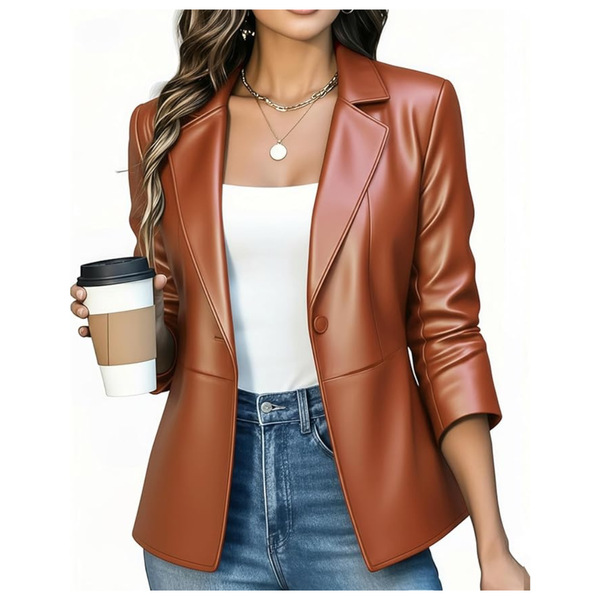 Women Faux Leather Blazer Jacket (Various)